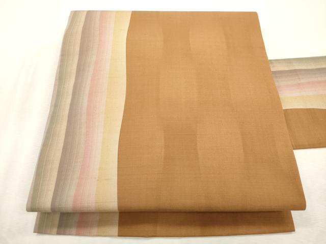 平和屋着物●全通柄九寸名古屋帯 紬地 間道 正絹 逸品 CABI7595dy