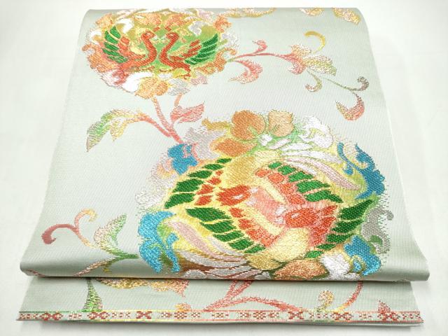 平和屋着物●六通柄　本袋帯　唐花向い鳳凰　金銀糸　正絹　逸品　CABI8933hy