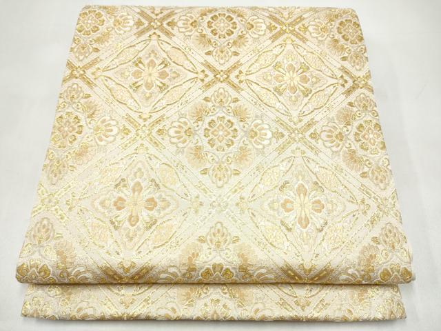 平和屋着物●六通柄袋帯　唐織　天井花文　金銀糸　正絹　逸品　CABI9189hy