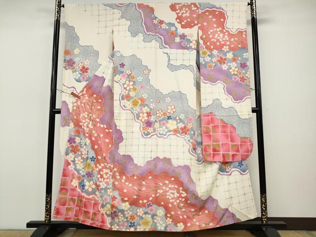 平和屋着物●豪華振袖　駒刺繍　道長舞花文　金彩　正絹　逸品　CABI9626ut