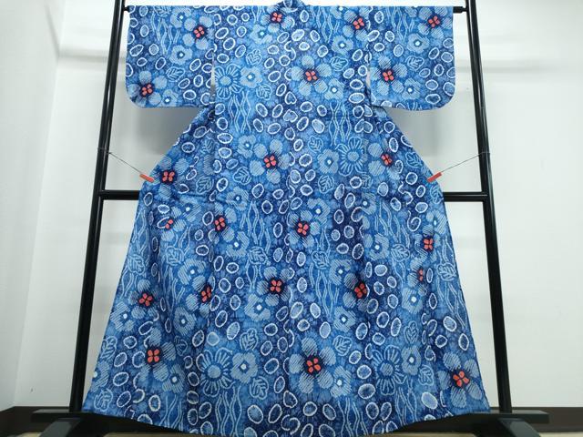 長閑やかさ屋御召しもの∴夏物 浴衣 有松鳴海絞り 被子植物文 綿 珠玉 CABJ0191ng