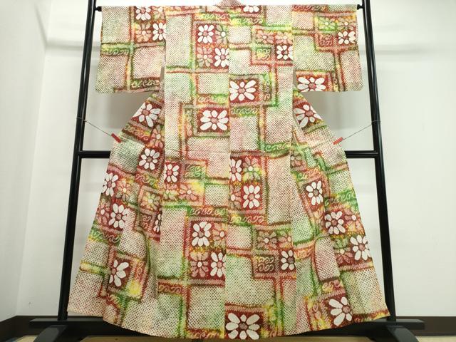平和屋着物∴夏物　浴衣　有松鳴海絞り　吉祥花文　綿　逸品　CABJ0249ng