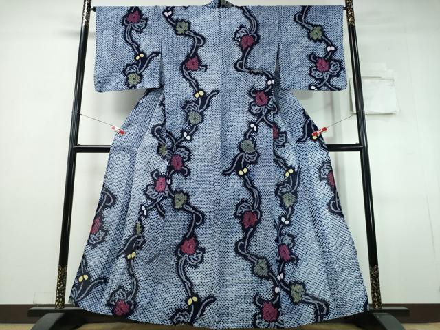平和屋着物∴夏物　浴衣　有松鳴海絞り　蔦の葉文　綿　逸品　CABJ0347ng