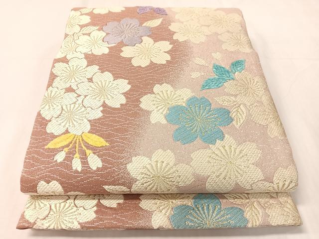 平和屋着物●両面　六通柄袋帯　モール　舞桜　金糸　正絹　逸品　CABJ0594vp 24,336円
