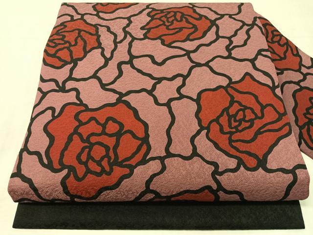 平和屋着物●九寸名古屋帯　牡丹尽くし　黒地　正絹　逸品　CABJ0636vp