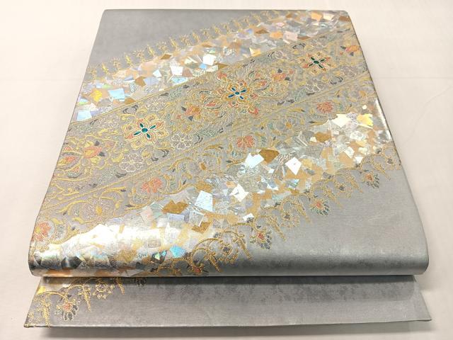 平和屋着物●金彩友禅作家　金彩の魔術師　堀省平　金煌織　太鼓柄袋帯　花唐草吉祥文　引箔　正絹　逸品　未使用　CABJ0692vp 28,080円