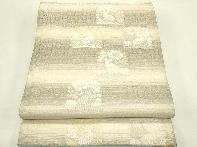 平和屋着物＊夏物　六通柄袋帯　唐織　兎草花文　銀糸　正絹　逸品　CABJ1871rv 21,840円