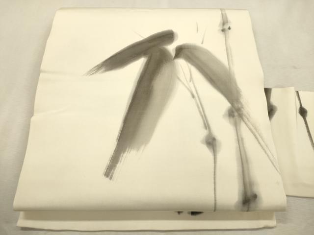 平和屋着物●塩瀬　九寸名古屋帯　作家物　手描き　笹竹文　正絹　逸品　CABJ2056dy 13,013円