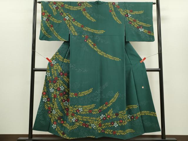 平和屋着物●訪問着　作家物　絞り　草花文　正絹　逸品　CABJ2423ze