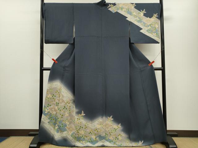 平和屋着物●京友禅の第一人者　松井青々　訪問着　松皮菱草花文　暈し染め　金銀彩　正絹　逸品　CABJ2499ze 38,870円