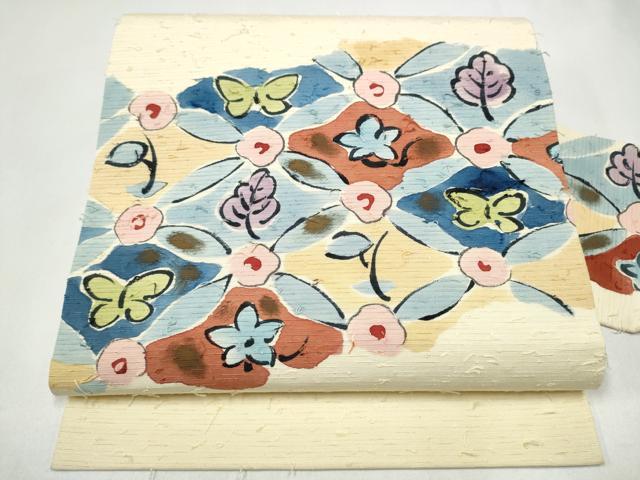 平和屋着物●九寸名古屋帯　作家物　髭紬　辻が花　正絹　逸品　CABJ5170hy