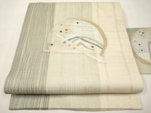 平和屋着物＊夏物　九寸名古屋帯　すくい織　抽象文　金銀糸　正絹　逸品　CABJ5758tx