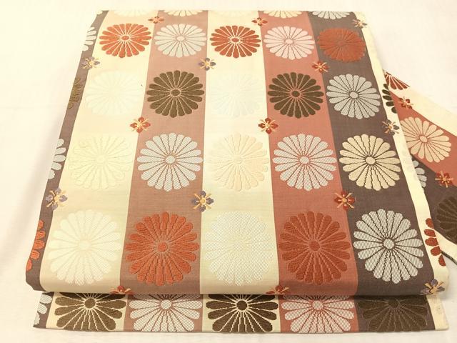 平和屋着物●九寸名古屋帯　唐織　いちご錦　正絹　逸品　CABJ7259vp