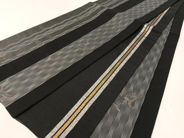 平和屋着物●両面　全通柄袋帯　隈取　黒地　銀糸　正絹　逸品　未使用　CABJ7551vp 24,674円