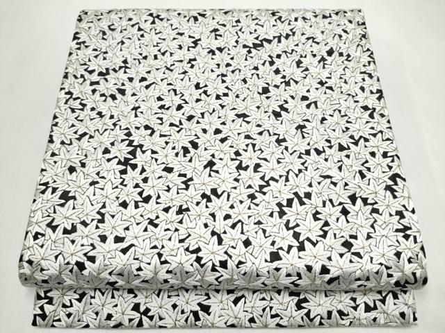平和屋着物●太鼓柄袋帯　総刺繍　楓文　黒地　金糸　正絹　逸品　CABJ8420hy 46,800円