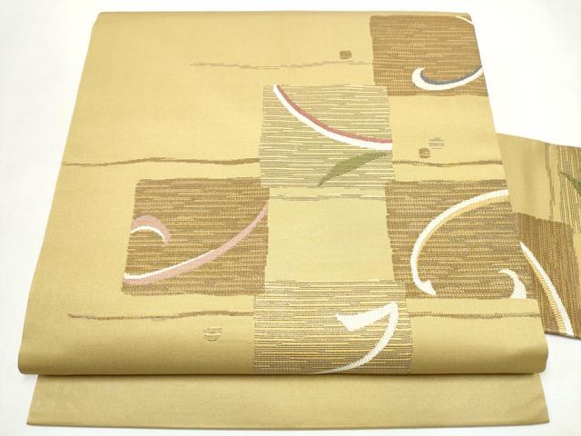 平和屋着物●九寸名古屋帯　唐草文　金糸　正絹　逸品　CABJ8531hy