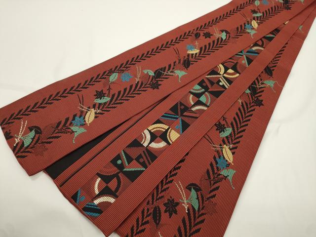 平和屋着物●両面　半幅帯　吹寄せ文　金糸　正絹　逸品　CABJ9215dy 11,700円