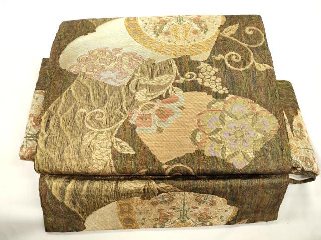 平和屋着物●ワンタッチつけ帯　葡萄蔦の葉文　金糸　正絹　逸品　CABJ9437dy 15,600円