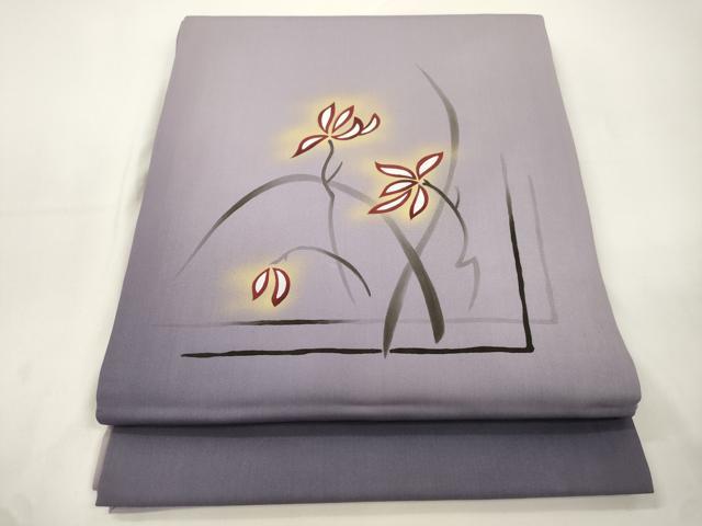 平和屋着物●塩瀬　九寸開き名古屋帯　手描き　草花文　金彩　正絹　逸品　CABJ9493dy 25,272円