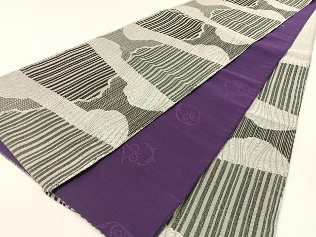 平和屋着物●六通柄袋帯　時代屋　幾何学文様　銀糸　正絹　逸品　CABK4601vp 23,660円