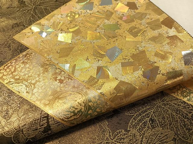 平和屋着物○金彩友禅作家 金彩の魔術師 堀省平 金煌織 太鼓柄袋帯