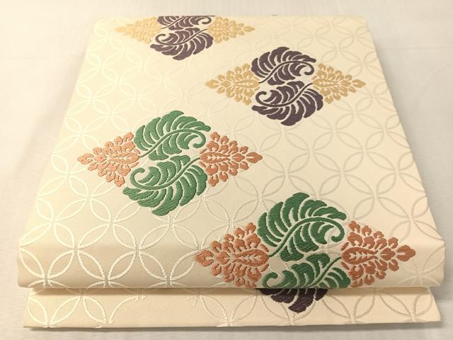 平和屋着物●俵屋　人間国宝　喜多川平朗 有職織物　九寸開き名古屋帯　唐織　花菱文　正絹　逸品　CABK4658vp 27,040円