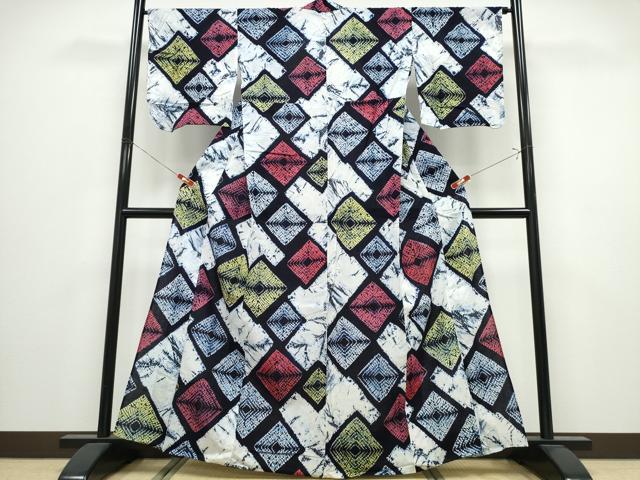 平和屋着物∴夏物　浴衣　有松鳴海絞り　色紙吉祥文　綿　逸品　CABK5247ng