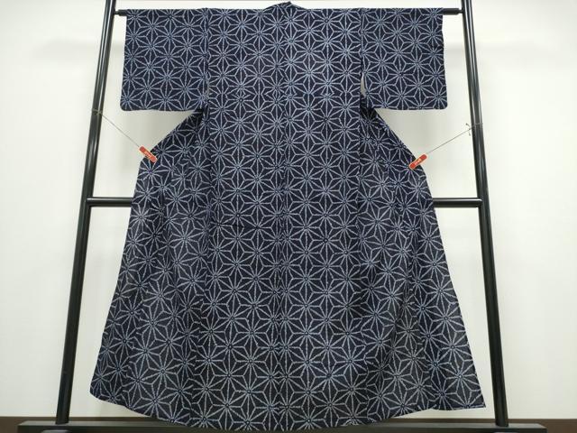 平和屋着物∴夏物　浴衣　有松鳴海絞り　麻の葉文様　綿　逸品　CABK5250ng