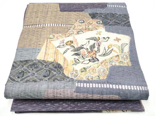 平和屋着物▽太鼓柄袋帯　スリーシーズン　春夏秋　すくい織　吉祥花文　正絹　逸品　CABK5841hy 21,840円