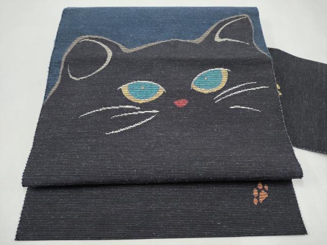 平和屋着物●八寸名古屋帯　紬地　猫　金糸　正絹　逸品　CABK5901hy 27,040円