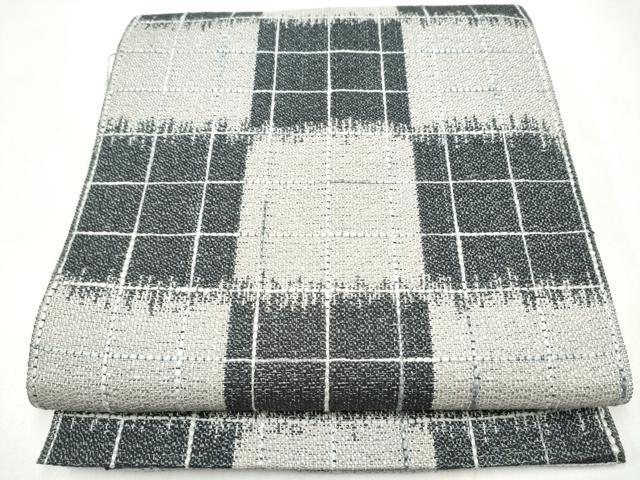 平和屋着物●八寸名古屋帯　変わり市松文様　正絹　逸品　CABL0829hy 24,336円