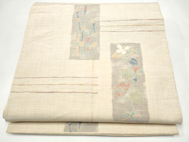 平和屋着物●六通柄袋帯　短冊草花文　正絹　逸品　CABL0904hy 15,184円
