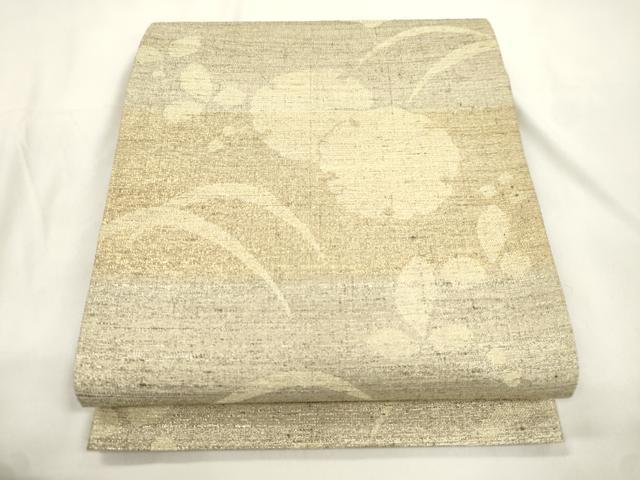 平和屋着物●六通柄袋帯　作家物　ねん金綴　雪輪草花文　金糸　正絹　逸品　CABL4429dy