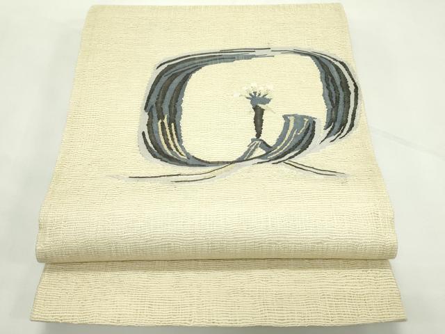 平和屋着物＊夏物 太鼓柄袋帯 すくい織 鳥 金糸 正絹 逸品 CABL5577rv