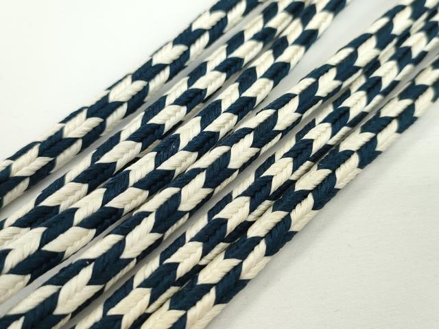 平和屋本店□極上 有職組紐道明 帯締め 丸源氏組 留紺×白