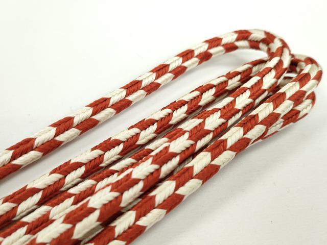 平和屋本店□極上 有職組紐道明 帯締め 丸源氏組 弁柄色×