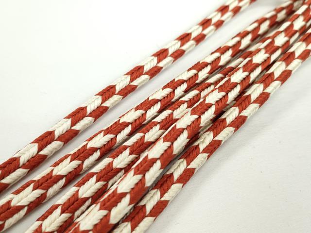 平和屋本店□極上 有職組紐道明 帯締め 丸源氏組 弁柄色×