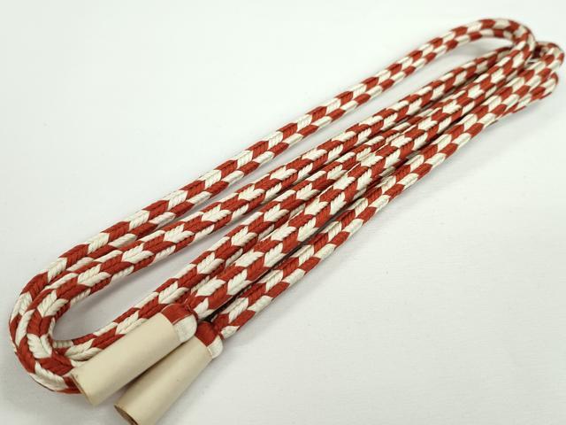 平和屋本店□極上 有職組紐道明 帯締め 丸源氏組 弁柄色×