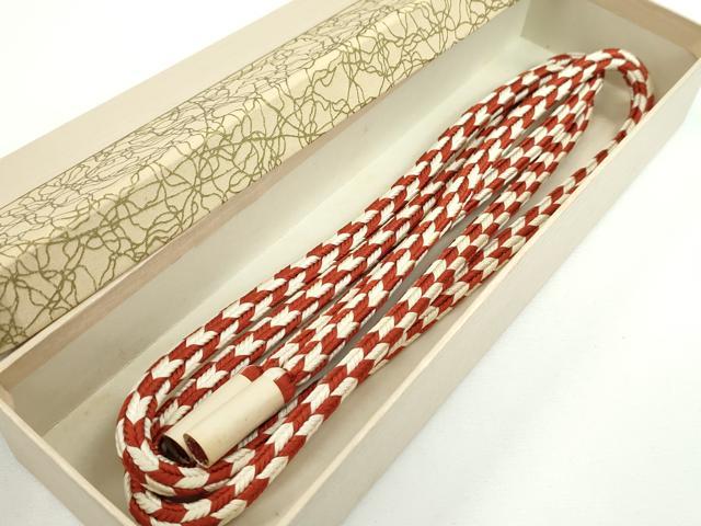 平和屋本店□極上 有職組紐道明 帯締め 丸源氏組 弁柄色×