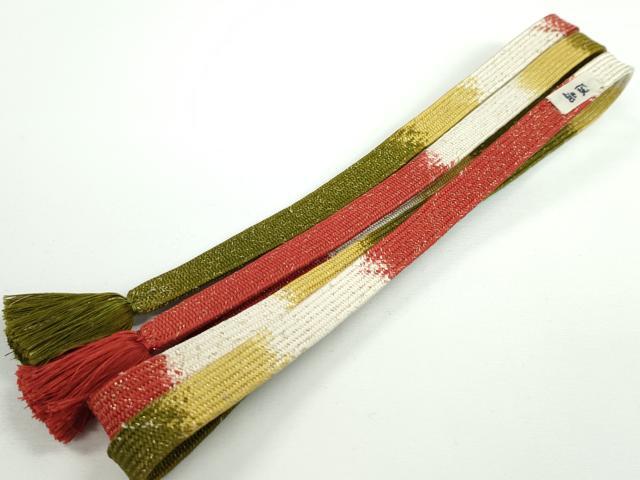 有職組紐道明　帯締め　唐組　　金糸　宮内庁御用　逸品　未使用 平和屋本店□極上 有職組紐道明 帯締め 御岳組 洗柿色 金糸 宮内庁御用