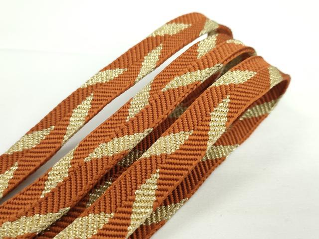 平和屋本店□極上 有職組紐道明 帯締め 笹浪組 代赭色 金糸 宮内庁