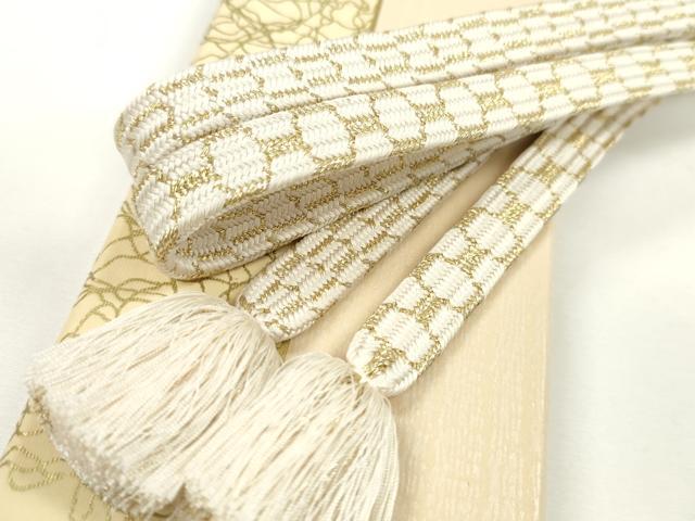 平和屋本店■極上　有職組紐道明　帯締め　亀甲組　白×金　宮内庁御用　国立博物館御用　東京芸術大学御用　逸品　CXAA0626s5