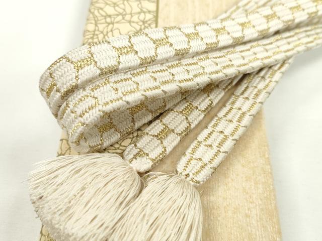 平和屋本店■極上　有職組紐道明　帯締め　亀甲組　白×金　宮内庁御用　国立博物館御用　東京芸術大学御用　逸品　CXAA0630s5