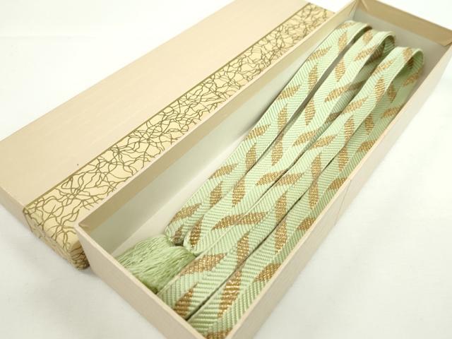 平和屋本店□極上 有職組紐道明 帯締め 笹浪組 夏虫色 金糸