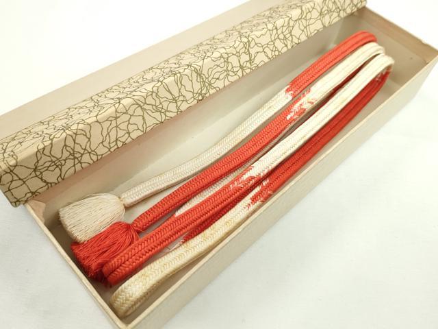 平和屋本店□極上 有職組紐道明 帯締め 冠組 十段 緋色 宮内庁御用