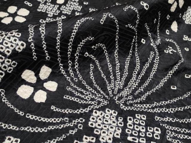 平和屋本店□極上 振袖 駒刺繍 絞り 乱菊 舞桜 黒地 逸品 CYAA0841s5