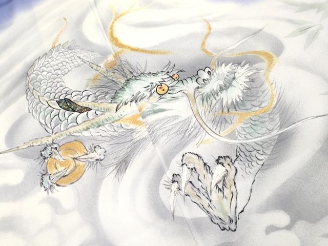 平和屋本店■極上　訪問着　作家物　手描き　螺鈿　龍　虎　暈し染め　金彩　ほていや扱い　桔梗色地　逸品　CYAA0858s5 平和屋本店□極上 訪問着 作家物 手描き 螺鈿 龍 虎 暈し染め