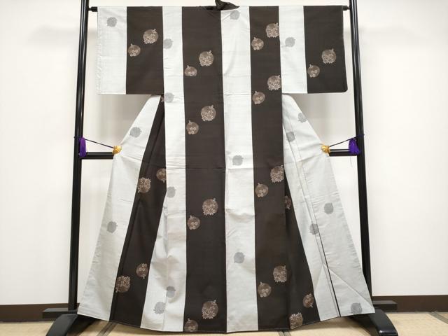 平和屋着物□極上 本場大島紬 9マルキ 草花丸文 ますいわ屋扱い 逸品