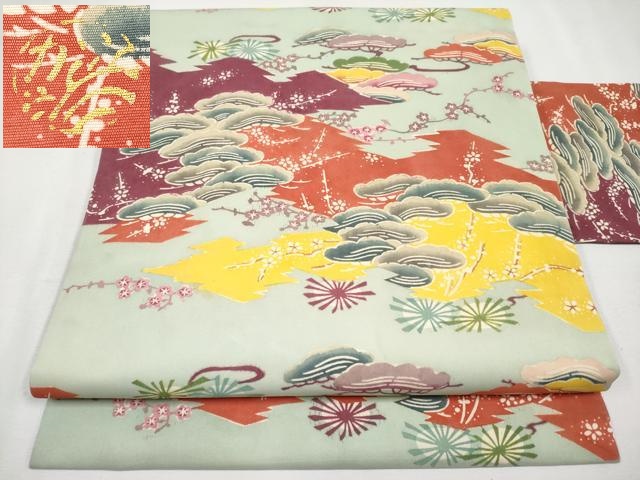 平和屋本店■極上　人間国宝　鎌倉芳太郎　型絵染　琉球紅型　塩瀬　九寸名古屋帯　梅松文　逸品　CYAA1129s5