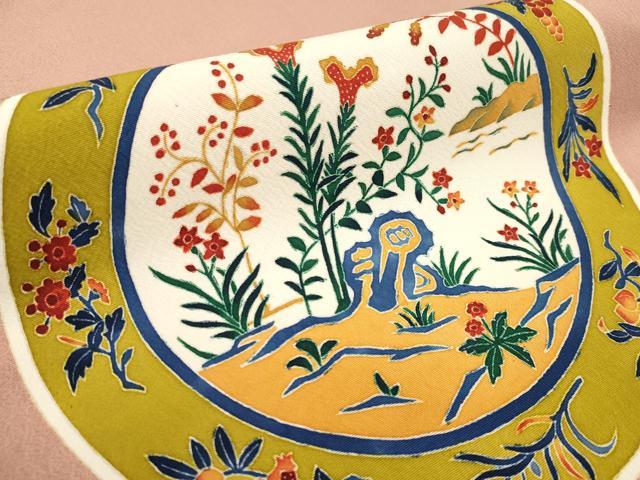 平和屋本店□極上 本加賀友禅作家 木村雨山 九寸名古屋帯 花絵